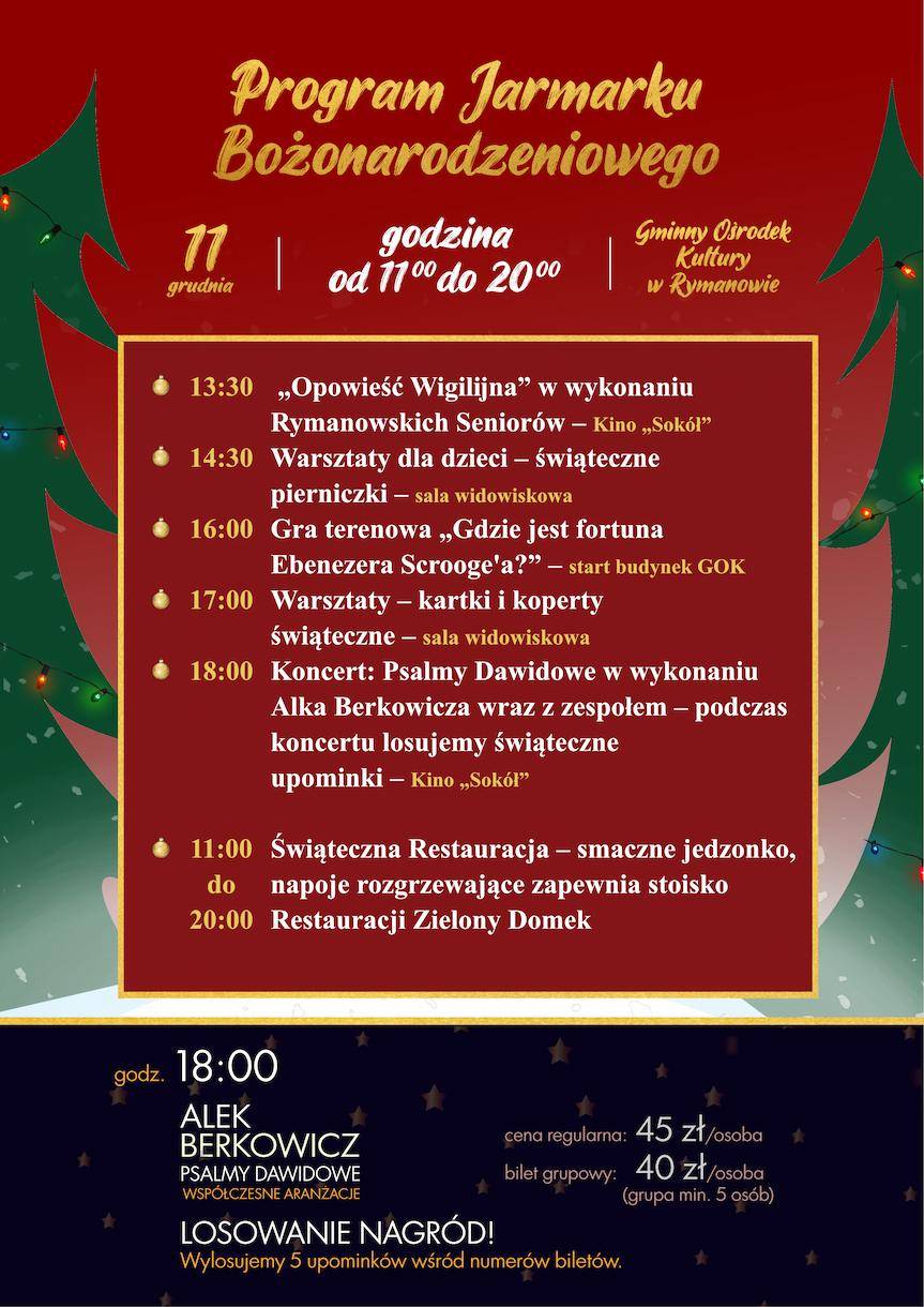 Jarmark Bożonarodzeniowy z wieloma atrakcjami w Rymanowie