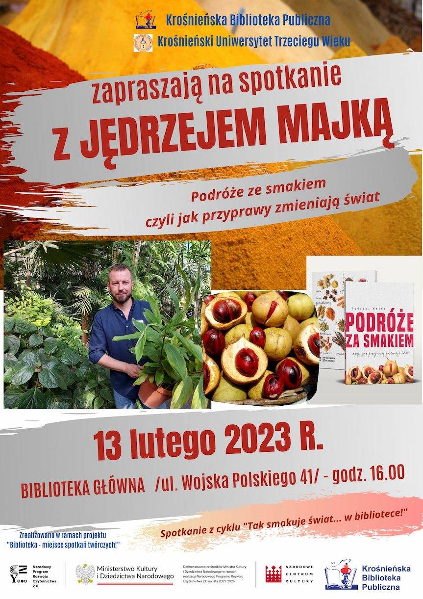 Spotkanie z Jędrzejem Majką "Podróże ze smakiem..." - zaproszenie