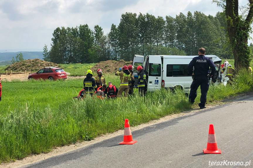 Wypadek w Bziance, uderzył busem w drzewo