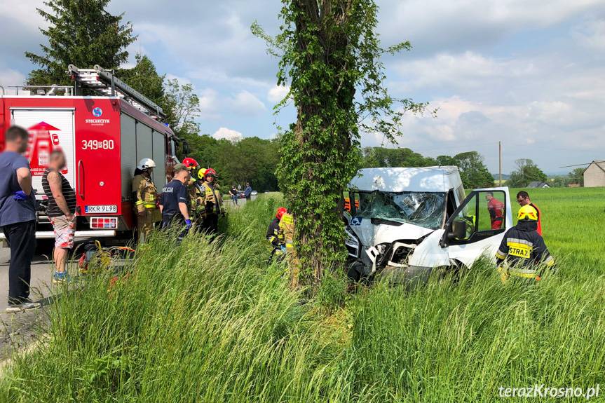 Wypadek w Bziance, uderzył busem w drzewo