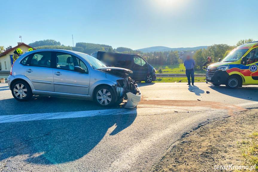 Zderzenie samochodów w Rymanowie
