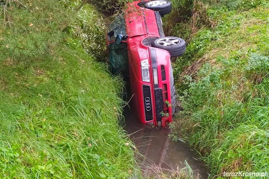 Jazdę zakończył w potoku