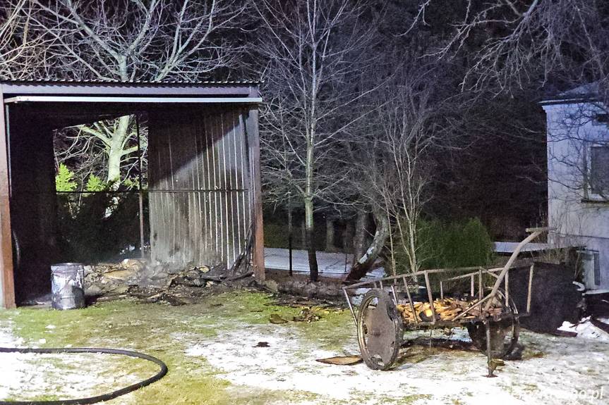 Pożar garażu w Rogach