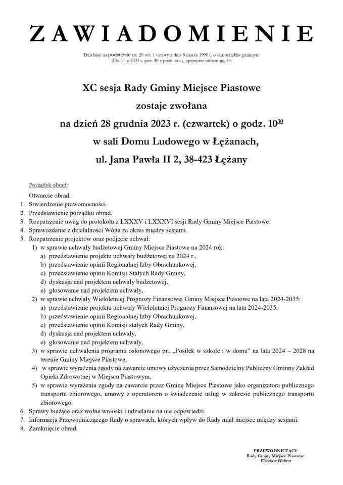 XC sesja Rady Gminy Miejsce Piastowe