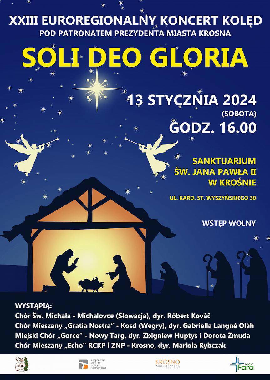 XXIII Euroregionalny Koncert Kolęd "Soli Deo Gloria" w Krośnie - zaproszenie