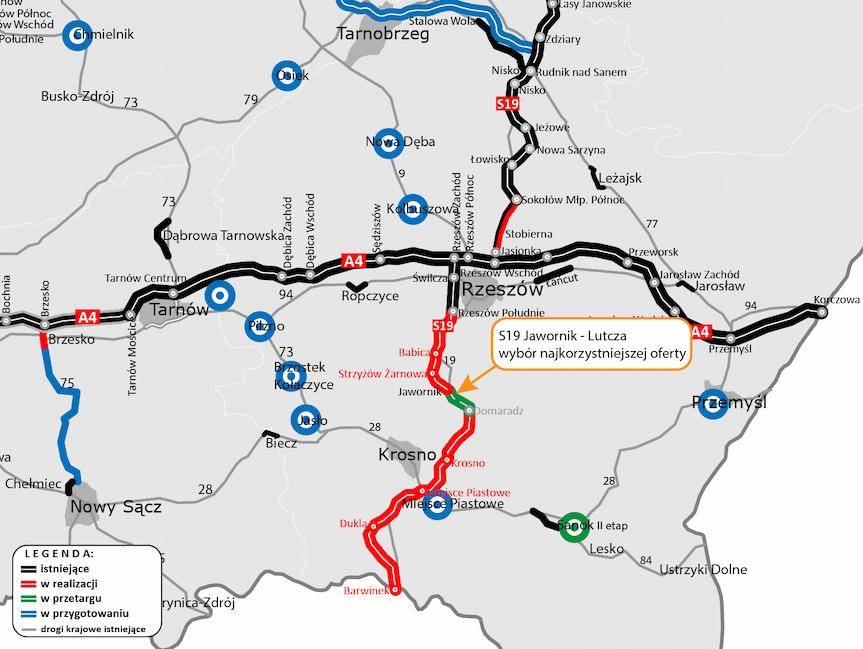 Wybrano najkorzystniejszą ofertę na realizację odcinka S19 Jawornik - Lutcza