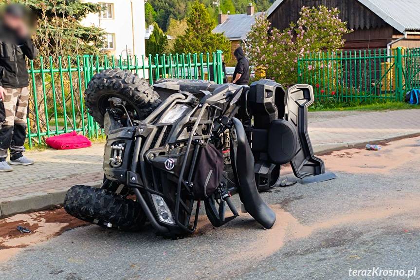 Wypadek w Rymanowie-Zdroju. Zderzenie osobówki z quadem