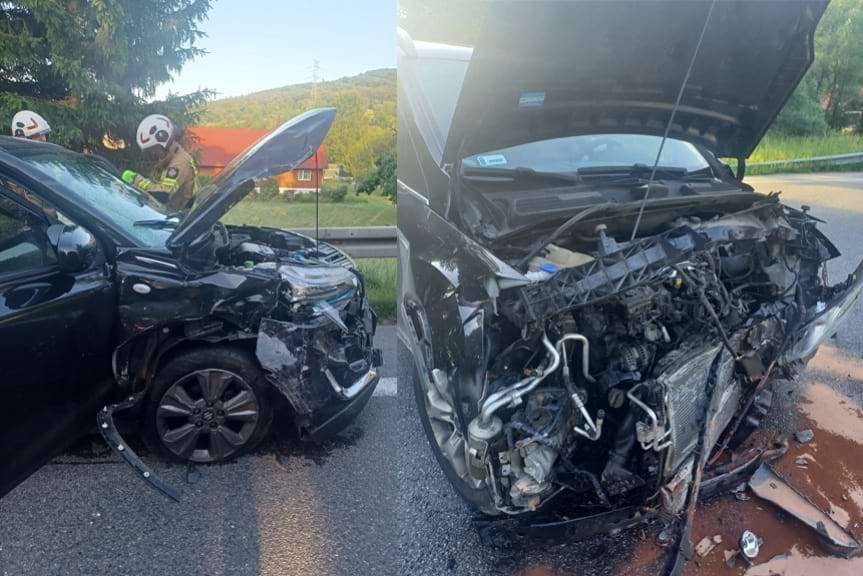 Zderzenie dwóch samochodów w Tylawie