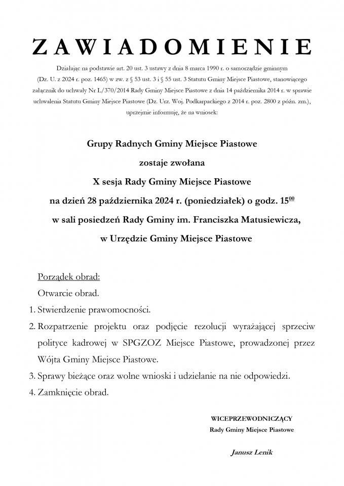 X sesja Rady Gminy Miejsce Piastowe