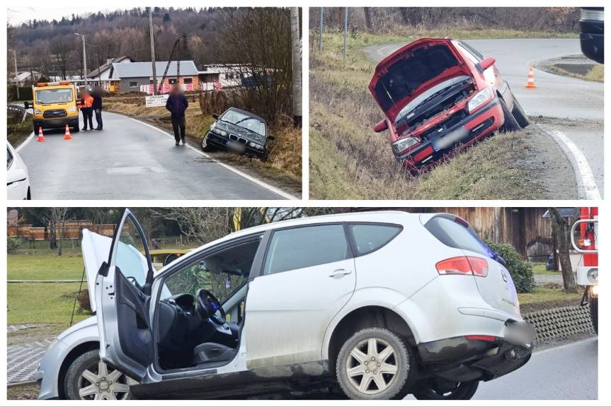 Wietrzno. Seria kolizji na oblodzonej drodze