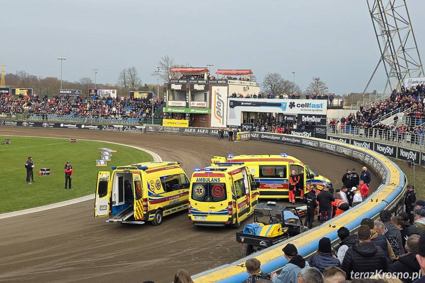 Karambol podczas sparingu Wilków Krosno i Stali Rzeszów