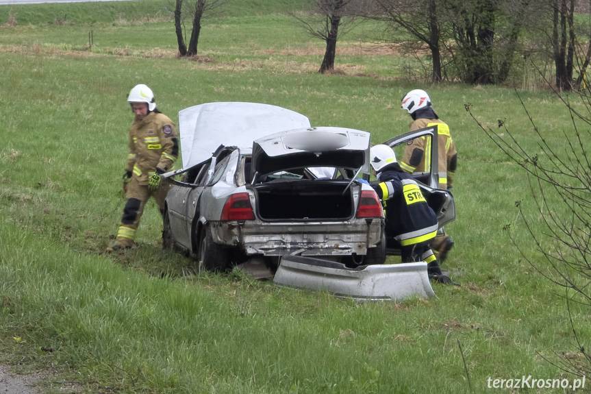 Wojaszówka. Dachowanie samochodu, dwie osoby poszkodowane