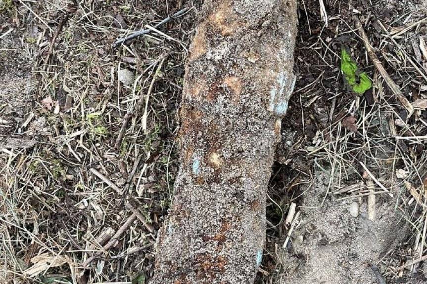 Policjanci zabezpieczali niewybuch nieopodal torowiska, ruch pociągów został wstrzymany.