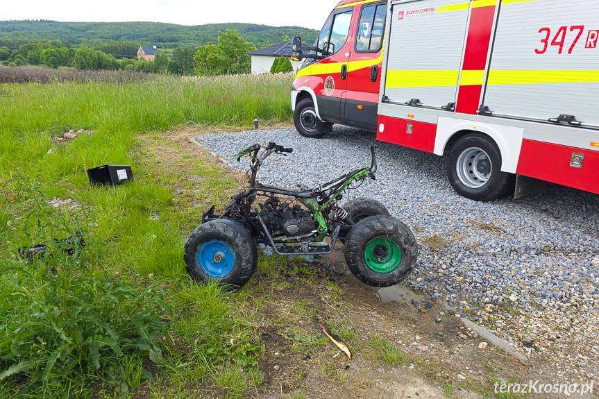 Poręby. Pożar quada