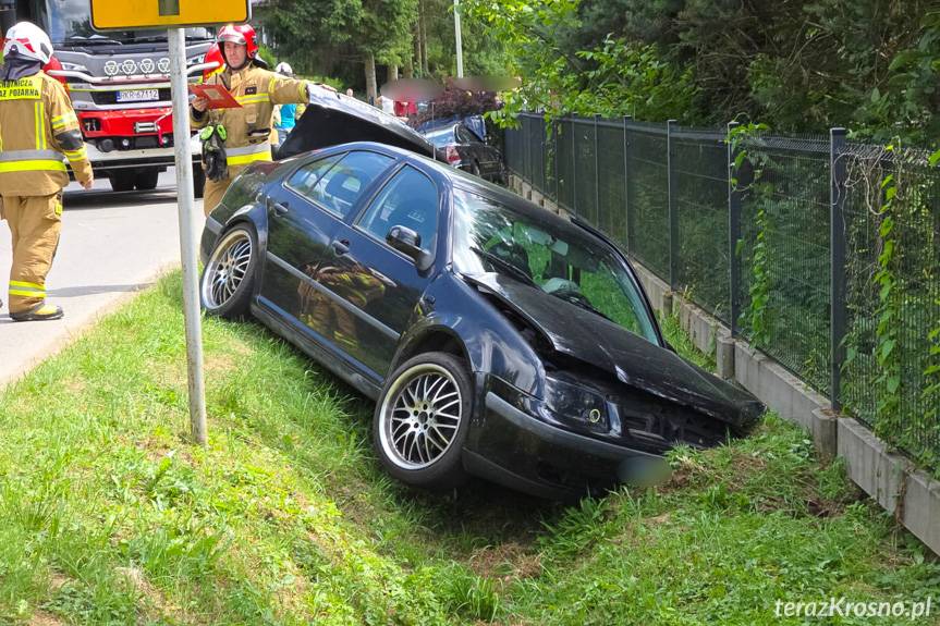 Zderzenie osobówek w Łękach Strzyżowskich