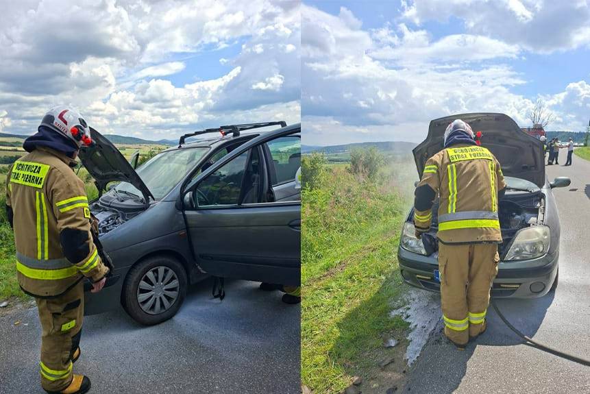Pożar samochodu w Mszanie