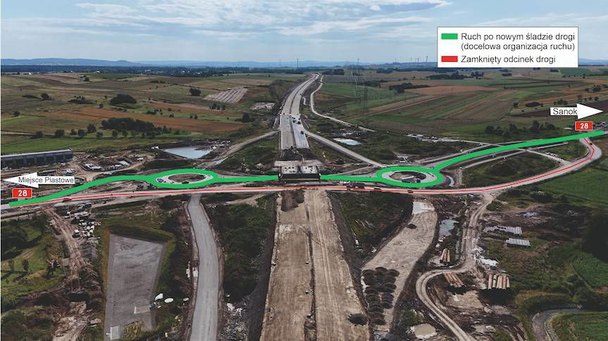 Kierowco, nie jedź na pamięć. Zmiana organizacji ruchu na węźle Miejsce Piastowe na DK28
