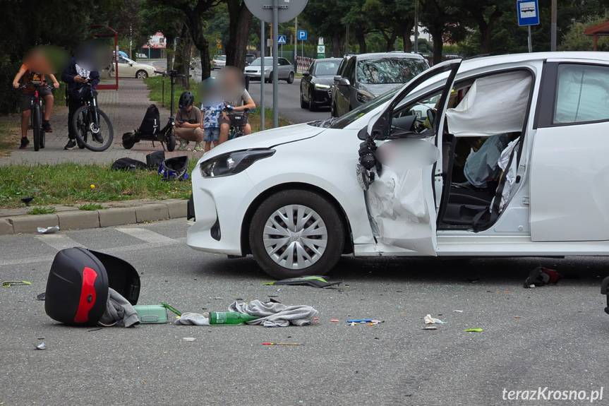Zderzenie motocykla z Toyotą w Krośnie