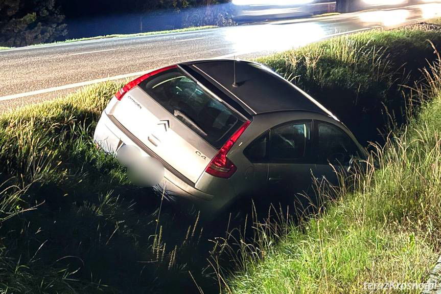 Kierowca Citroena zjechał do rowu