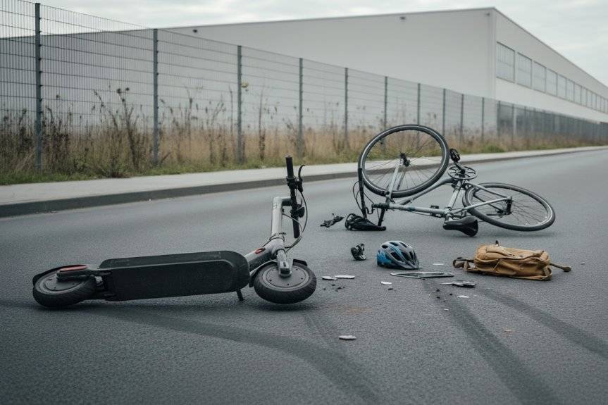 Wypadek drogowy w miejscowości Malinie z udziałem kierującego hulajnogą i rowerzystki