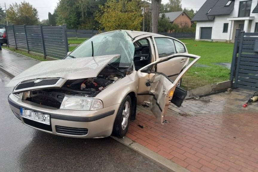 Uderzył w ogrodzenie prywatnej posesji