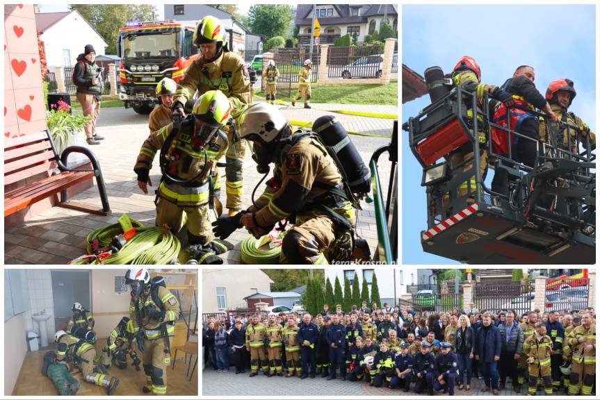 Wybuch butli w pracowni szkolnej. Próbna ewakuacja w LO w Rymanowie [ZDJĘCIA]