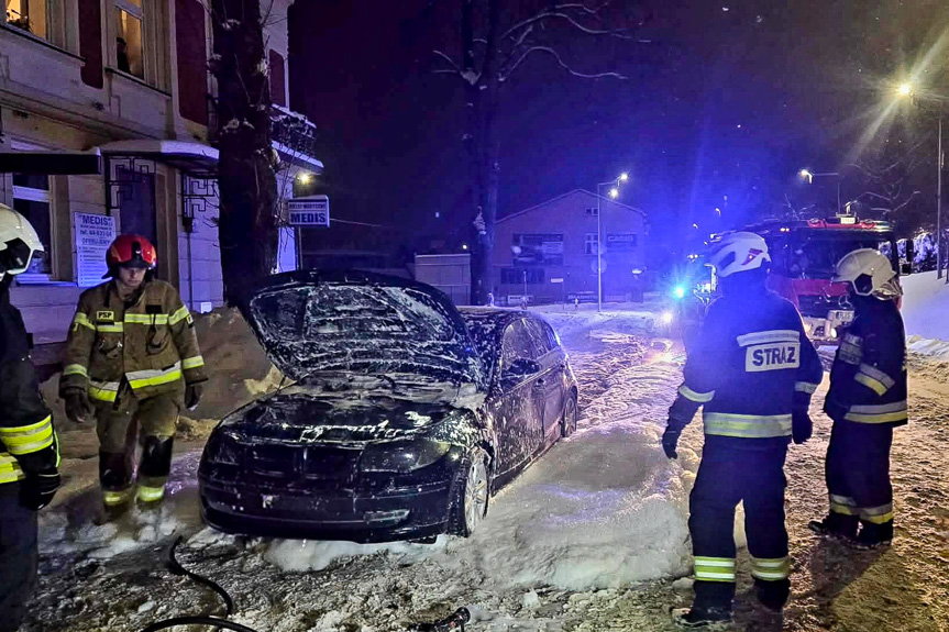 pożar samochodu w Jaśle