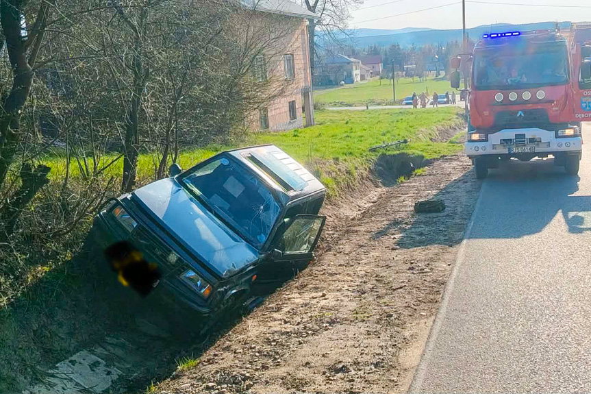 Zarzecze. Samochód wjechał do rowu
