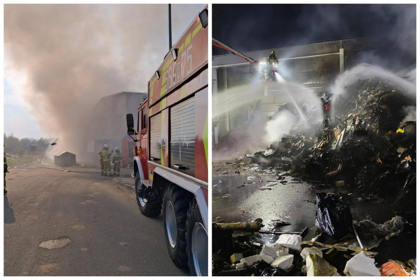 Ogromny pożar sortowni odpadów w Strzyżowie