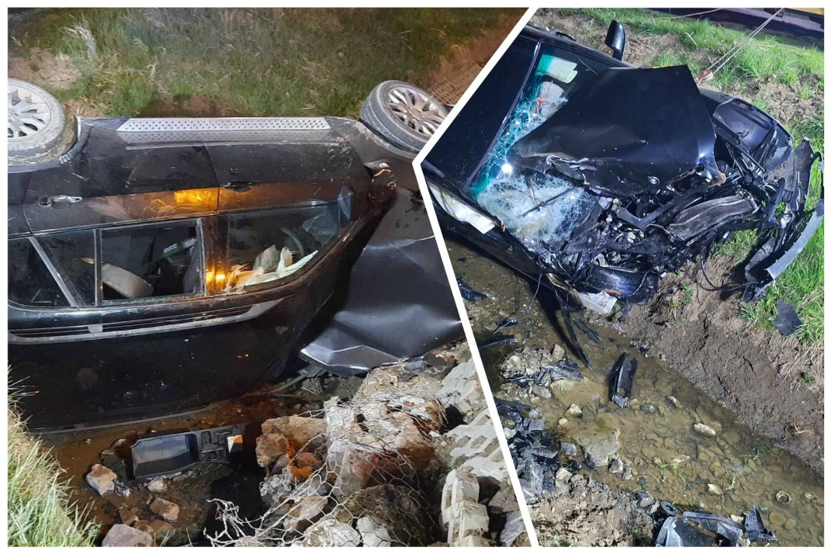 Auto wypadło z drogi i uderzyło w przepust
