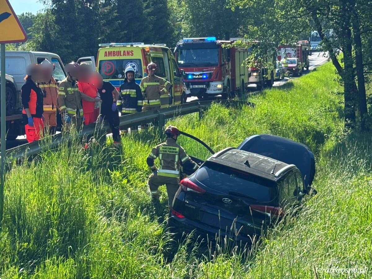 Wypadek w Jaszczwi na DK28