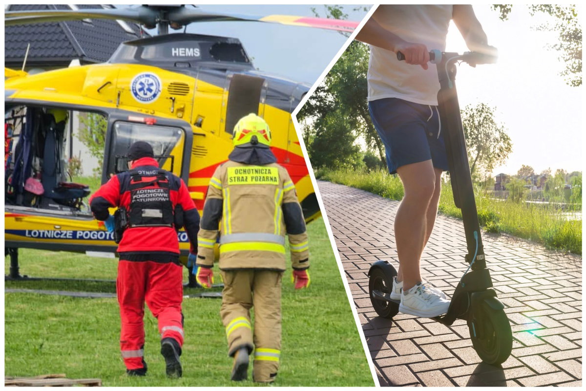 14-latek stracił panowanie nad hulajnogą. Do szpitala poleciał śmigłowcem