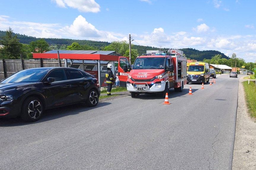 Posada Jaśliska. Zderzenie motocyklisty z samochodem