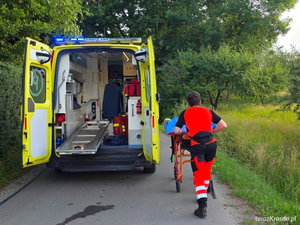 Wypadek rowerzysty w Jaszczwi