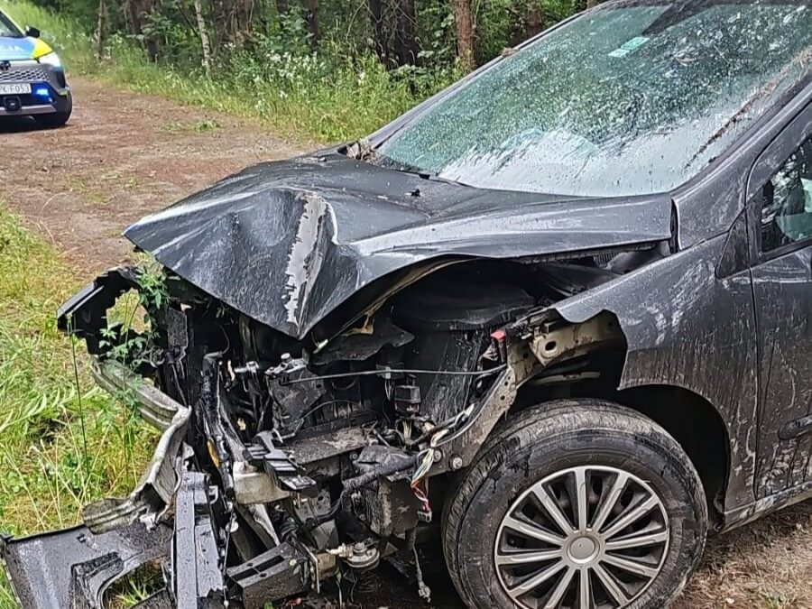 Uderzył w słup i uciekł do lasu