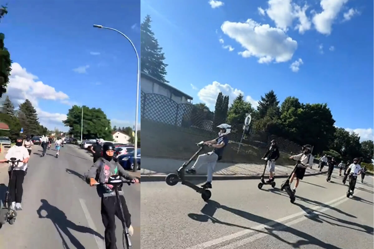 Pogoń za lajkami na ulicach Krosna. Nastolatkowie na hulajnogach igrają z życiem