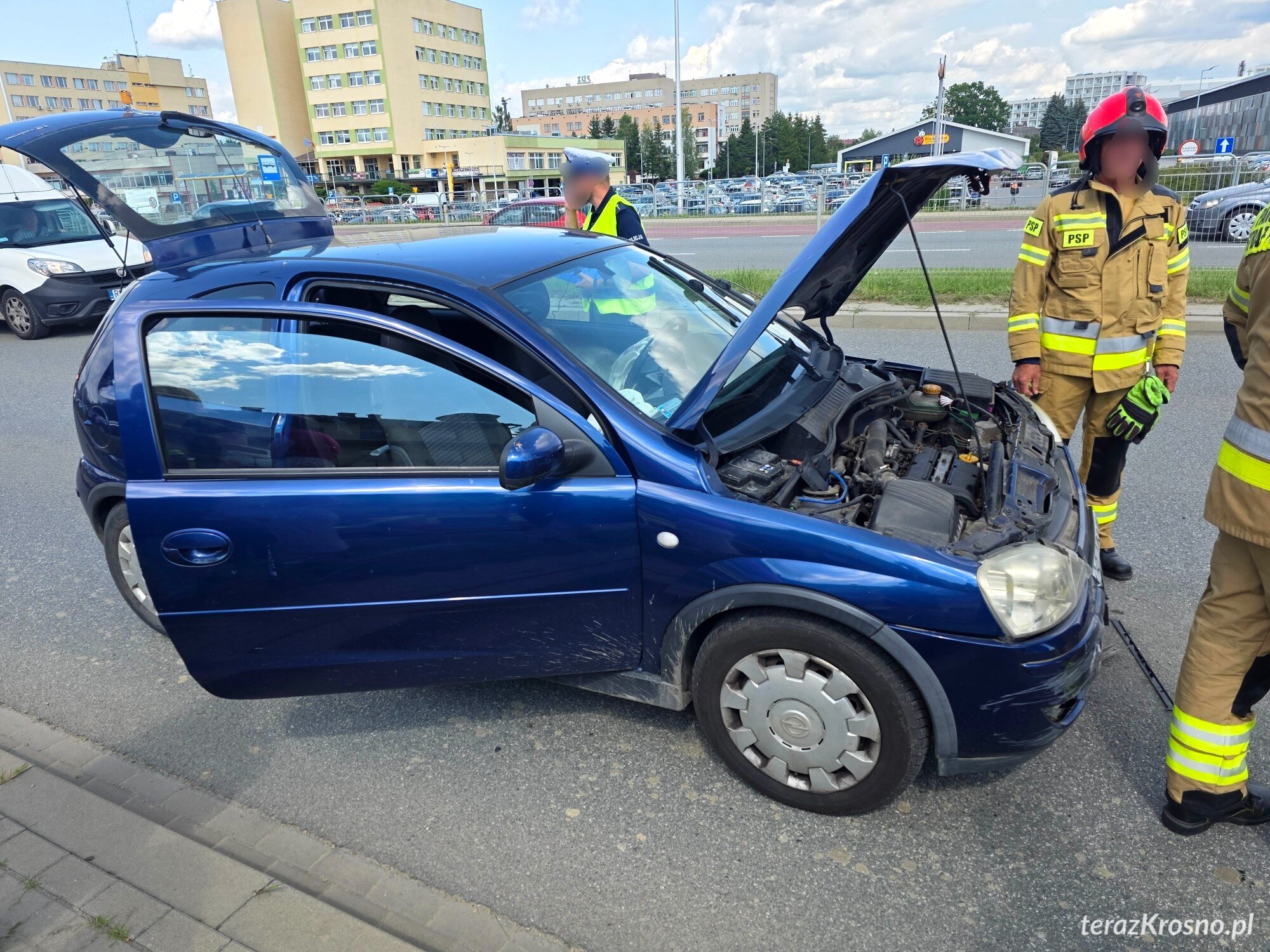 Zderzenie samochodów na ulicy Bieszczadzkiej w Krośnie