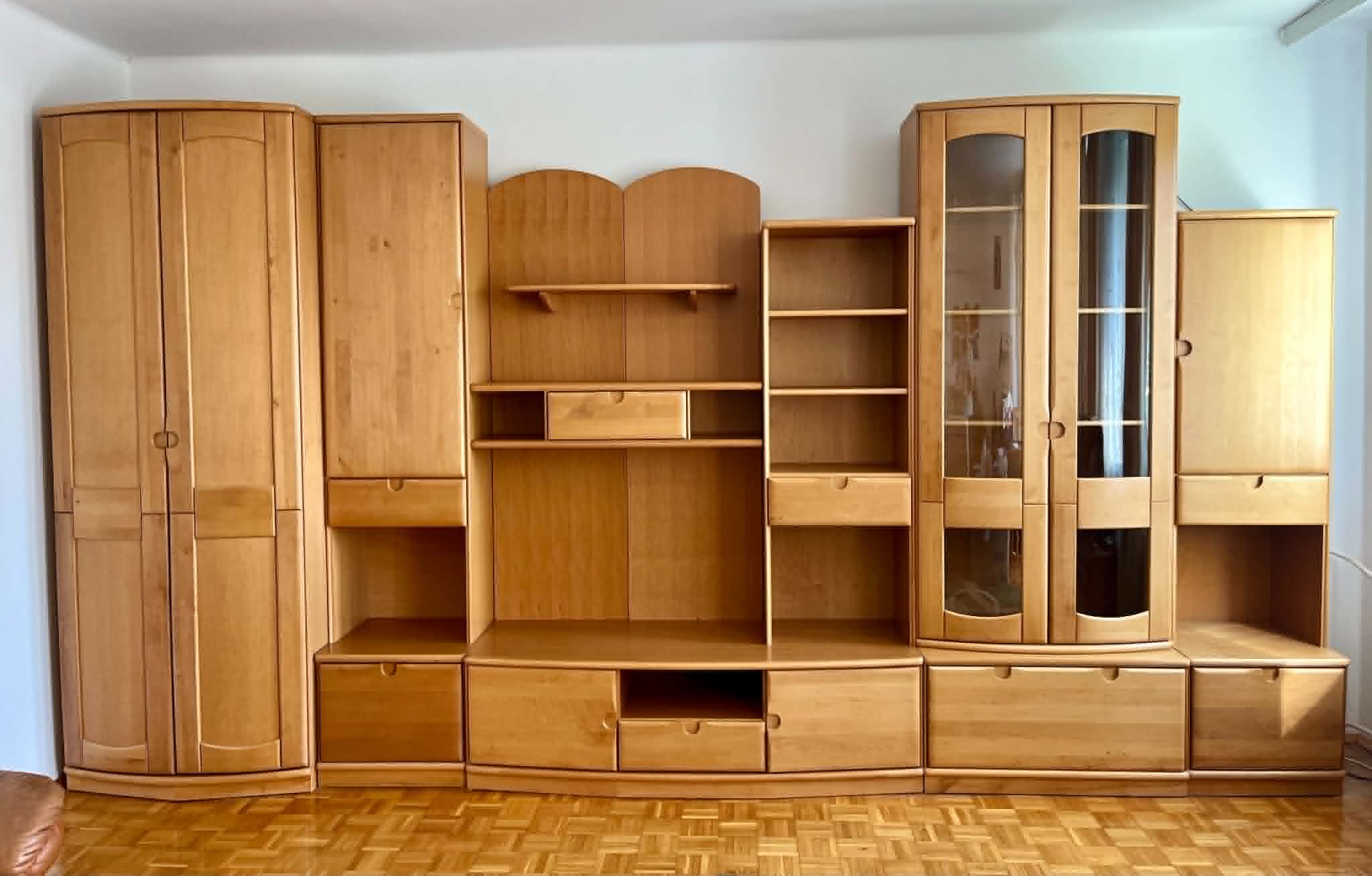 Zestaw mebli z naturalnego drewna olcha z Furnel z Hajnówki, gratis skórz. sofa