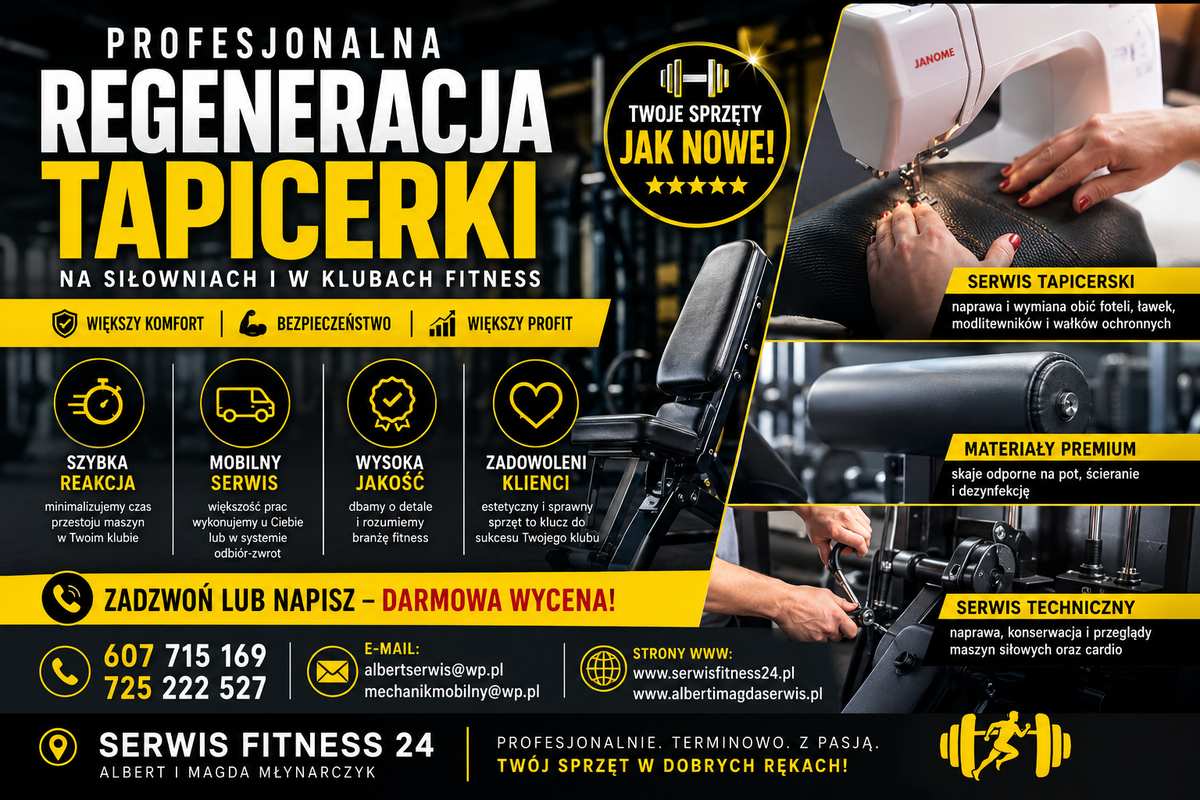 Regeneracja tapicerki na siłowniach, w klubach fitness