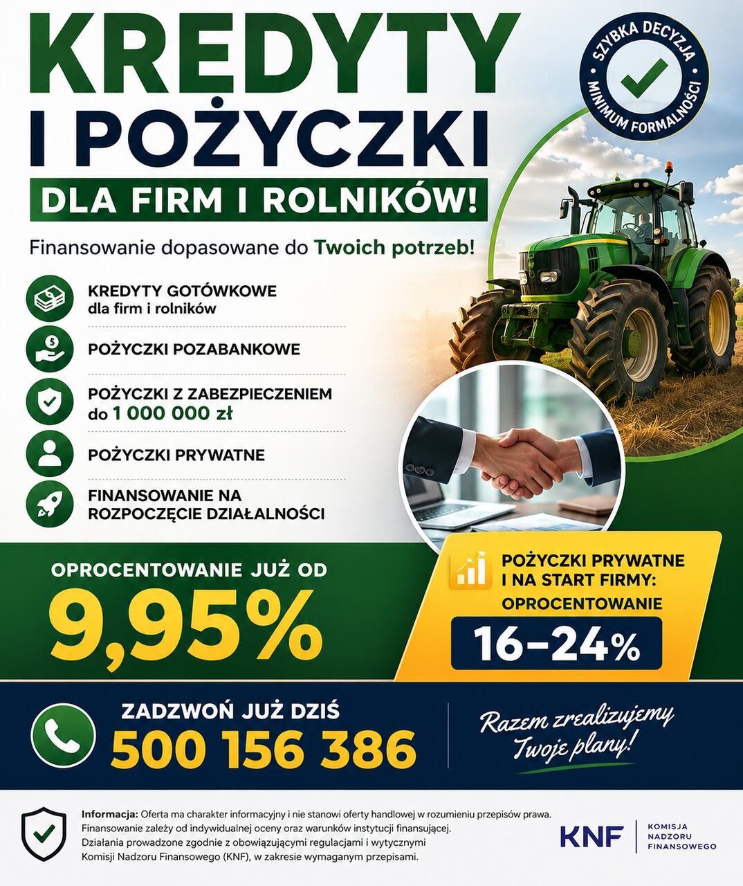Kredyty dla firm i rolników