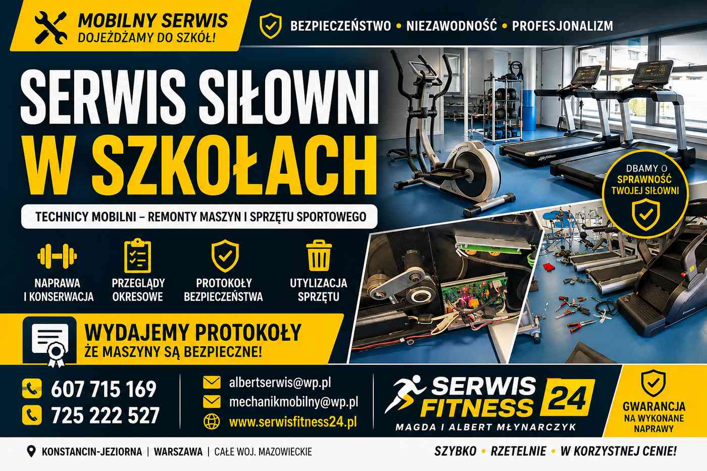Serwis siłowni w szkołach - Technicy Mobilni - Remonty maszyn i sprzętu sportowe