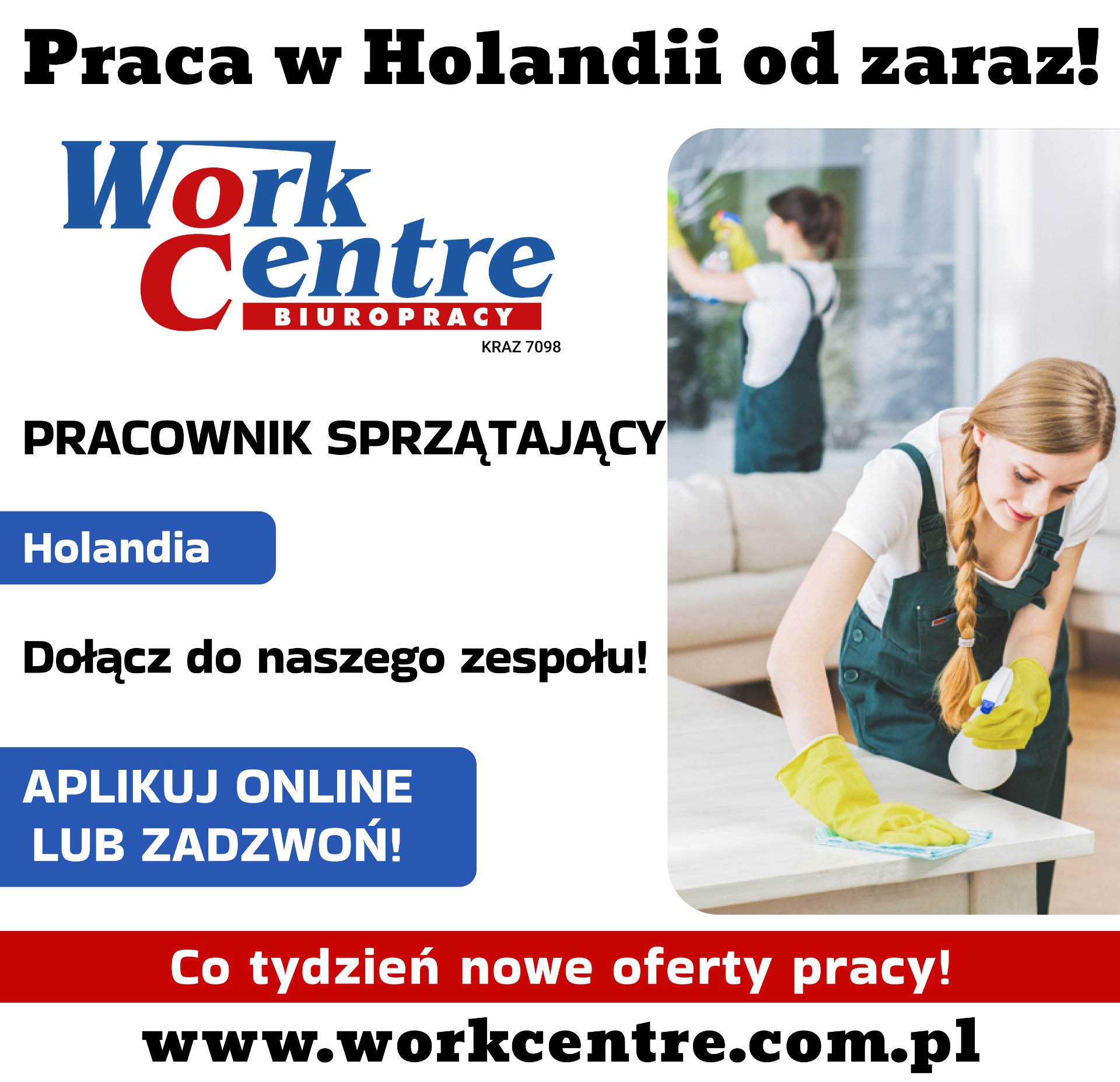 Pracownik sprzątający – magazyny (k/m) Oferta pracy w Holandii