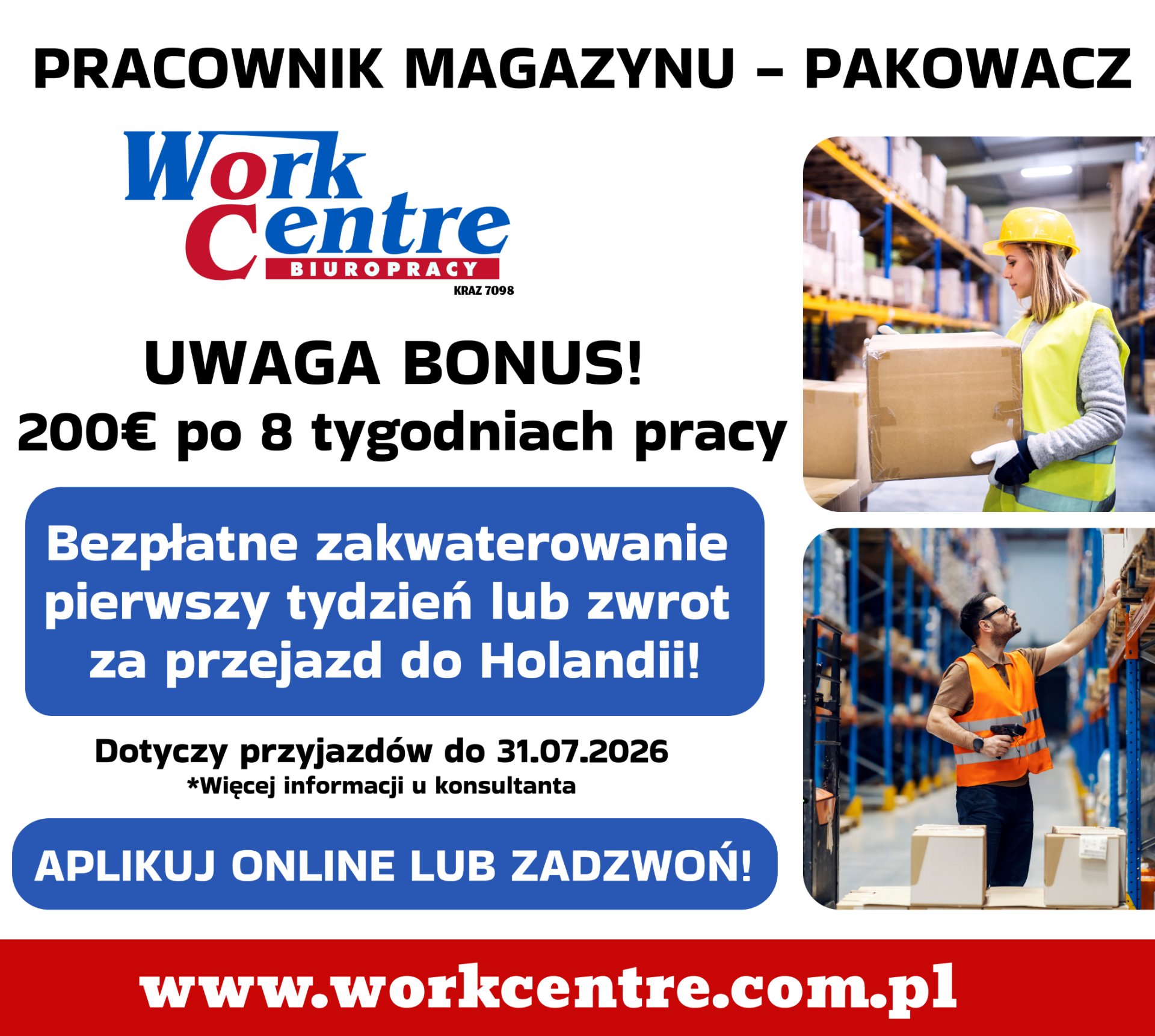 Pakowacz/Pracownik magazynu (k/m) Oferta pracy w Holandii
