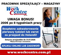 Pracownik sprzątający- magazyny (k/m) Oferta pracy w Holandii BONUS