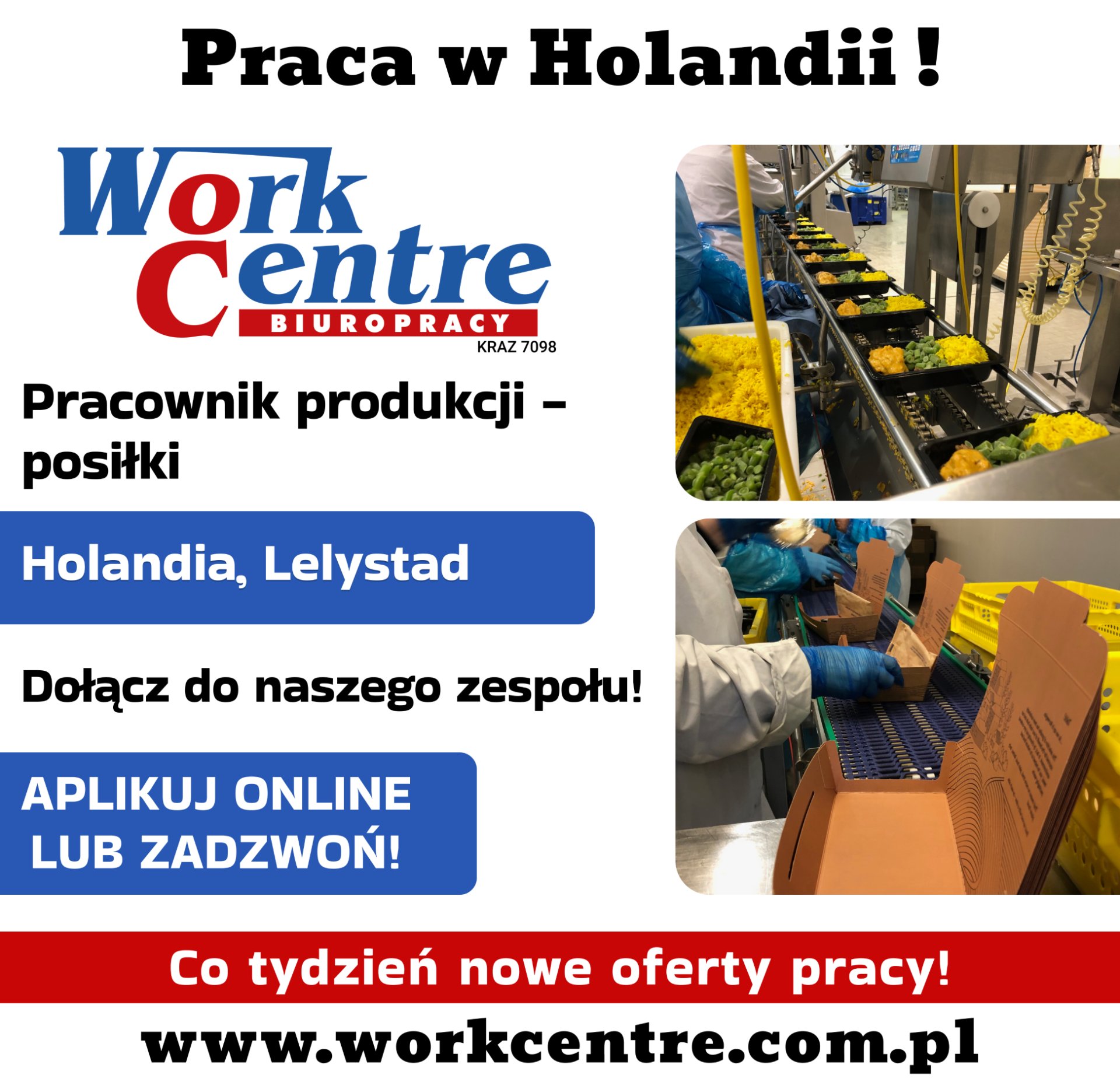 Pracownik produkcji - produkcja posiłków (k/m) Oferta pracy w Holandii