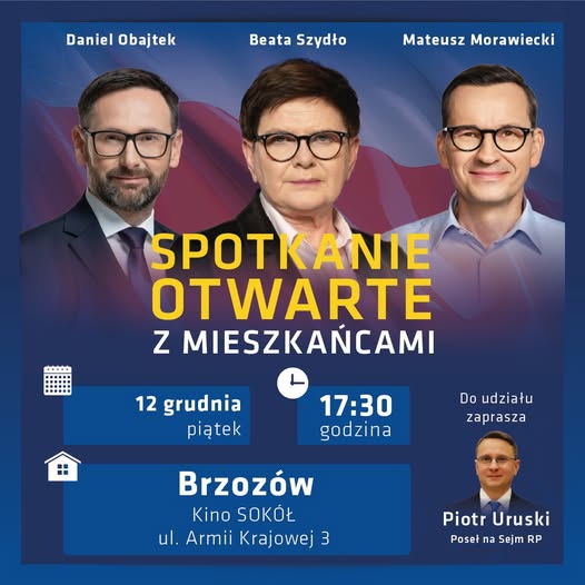 Daniel Obajtek, Beata Szydło, Mateusz Morawiecki - spotkanie w Brzozowie
