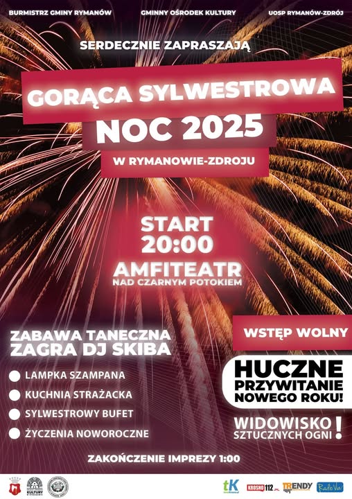 Gorąca Sylwestrowa Noc 2025 w Rymanowie-Zdroju