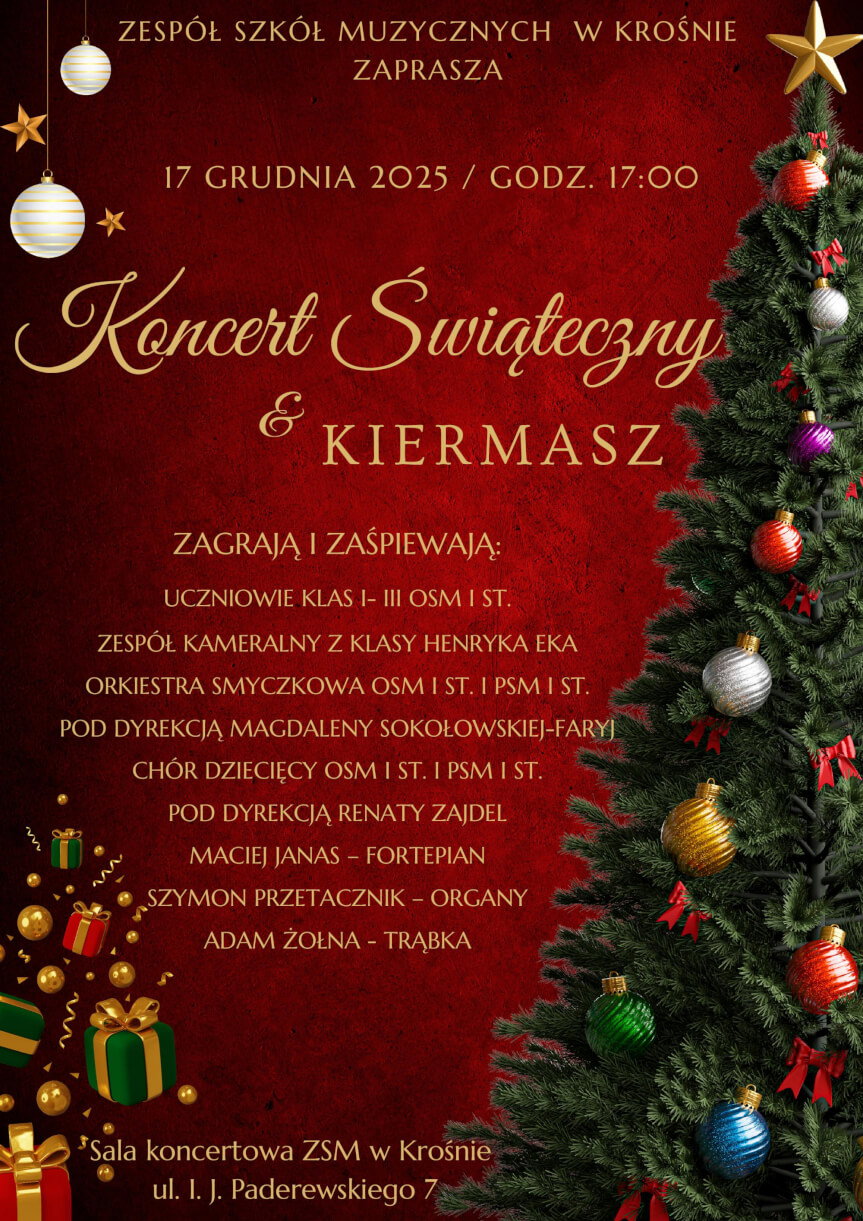 Koncert świąteczny i kiermasz w ZSM w Krośnie