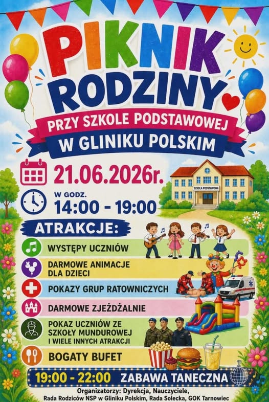 Piknik Rodzinny przy Szkole Podstawowej w Gliniku Polskim