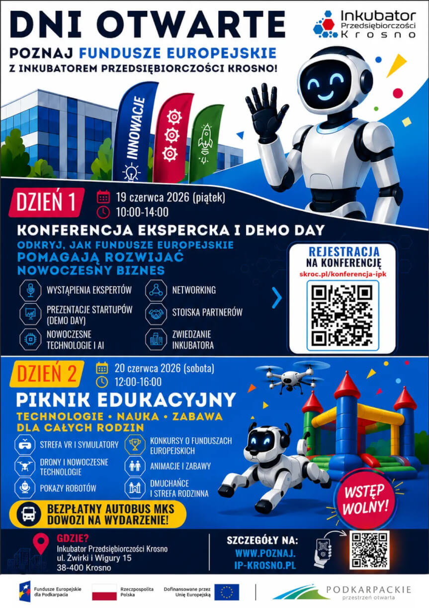 Dni Otwarte - Poznaj Fundusze Europejskie z Inkubatorem Przedsiębiorczości w Krośnie